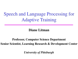 Speech and Language Processing for Adaptive Training