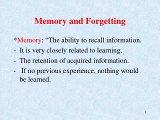 PPT - Forgetting and Memory Construction PowerPoint Presentation - ID ...