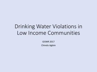 Drinking Water Violations in Low Income Communities