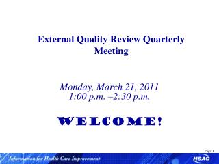 External Quality Review Quarterly Meeting