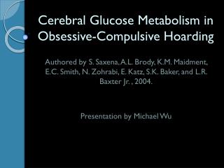 Cerebral Glucose Metabolism in Obsessive-Compulsive Hoarding