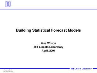 Building Statistical Forecast Models