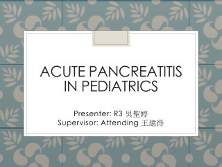 Acute pancreatitis in pediatrics