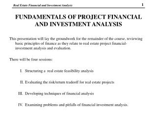 FUNDAMENTALS OF PROJECT FINANCIAL AND INVESTMENT ANALYSIS