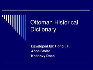 Ottoman Historical Dictionary