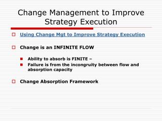 Change Management to Improve Strategy Execution