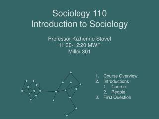 Sociology 110 Introduction to Sociology Professor Katherine Stovel 11:30-12:20 MWF Miller 301