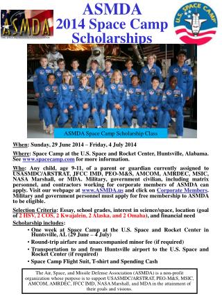 ASMDA 2014 Space Camp Scholarships