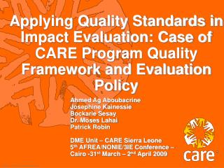 CARE International Program Quality Framework pqdlre