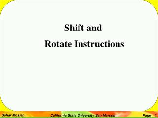 Shift and Rotate Instructions