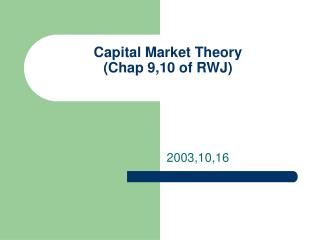 capital market theory capital market theory