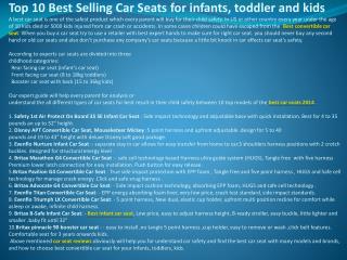 Top 10 Best Selling Car Seats for infants, toddler and kids