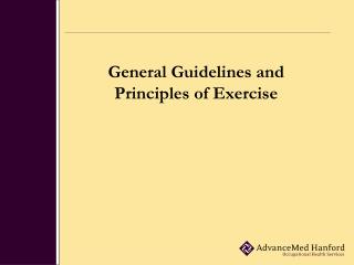General Guidelines and Principles of Exercise