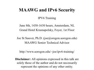 MAAWG and IPv6 Security