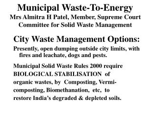 City Waste Management Options: