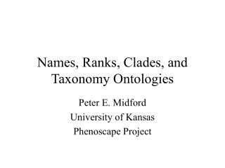 Names, Ranks, Clades, and Taxonomy Ontologies