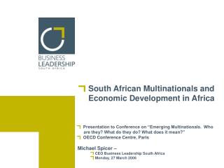 South African Multinationals and Economic Development in Africa