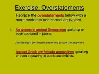 Exercise: Overstatements