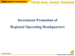 Investment Promotion of Regional Operating Headquarters
