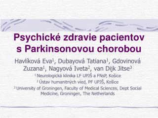 Psychické zdravie pacientov s Parkinsonovou chorobou