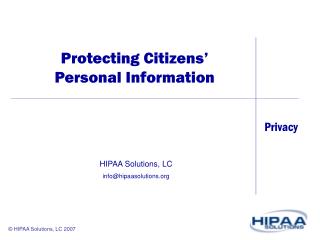 Protecting Citizens’ Personal Information