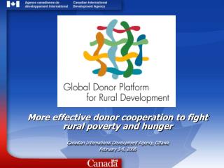 More effective donor cooperation to fight rural poverty and hunger