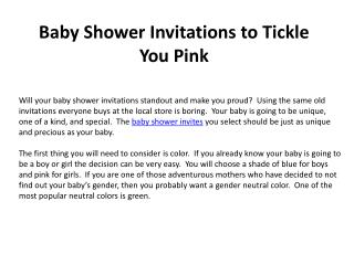 Baby Shower Invitations to Tickle You Pink