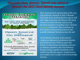 Gluu announced its sponsorship of the 2014 Cloud Identity S