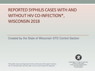 Reported syphilis cases with and without hiv co-infection*, Wisconsin 2018