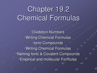 Chapter 19.2 Chemical Formulas