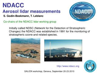 NDACC Aerosol lidar measurements