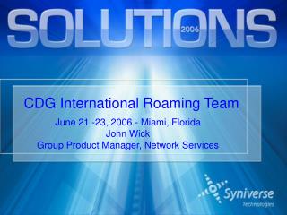CDG International Roaming Team