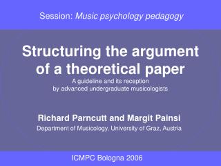 Structuring the argument of a theoretical paper A guideline and its reception by advanced undergraduate musicologists