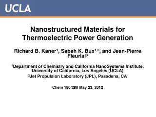 Nanostructured Materials for Thermoelectric Power Generation
