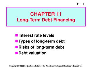 CHAPTER 11 Long-Term Debt Financing