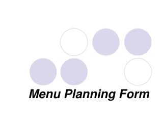 Menu Planning Form