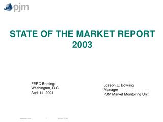 STATE OF THE MARKET REPORT 2003