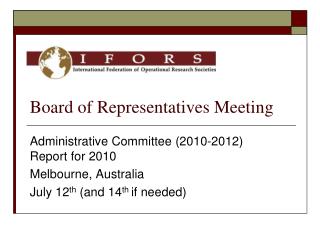 Board of Representatives Meeting