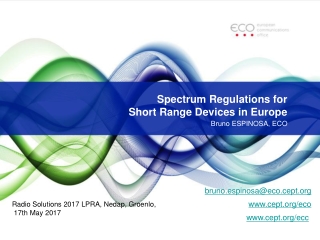 Spectrum Regulations for Short Range Devices in Europe