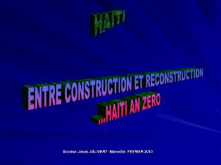 HAITI PERSPECTIVES POUR EVITER LE PIRE