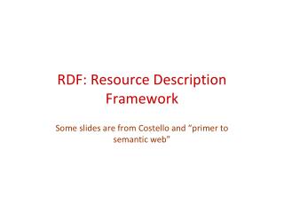 RDF: Resource Description Framework