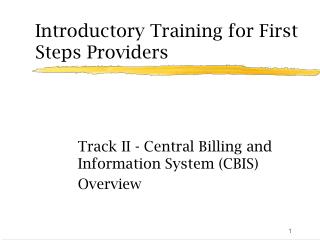 Introductory Training for First Steps Providers