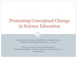 Promoting Conceptual Change in Science Education