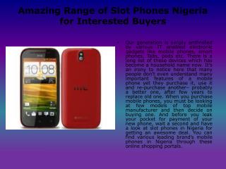 Slot Smartphones in Nigeria - RegalBuyer