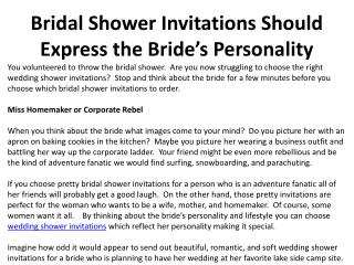 Bridal Shower Invitations Should Express the Bride
