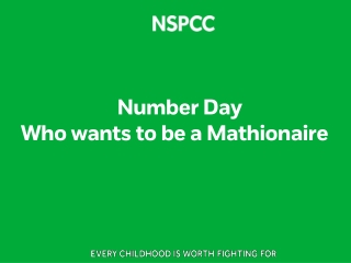 Number Day Who wants to be a Mathionaire ?