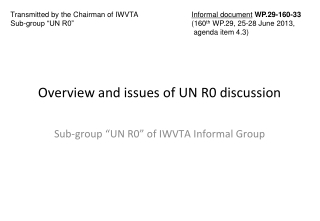 Overview and issues of UN R0 discussion