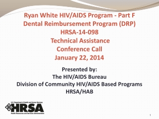 Presented by: The HIV/AIDS Bureau Division of Community HIV/AIDS Based Programs HRSA/HAB