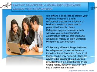 Backup Solutions, a Business’ Insurance Against the Unforese