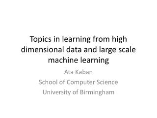 machine learning high dimensional data